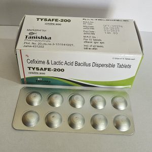 Broad-spectrum antibiotic used for bacterial infections (throat, lungs, urinary tract). Lactic acid bacillus helps protect the stomach.